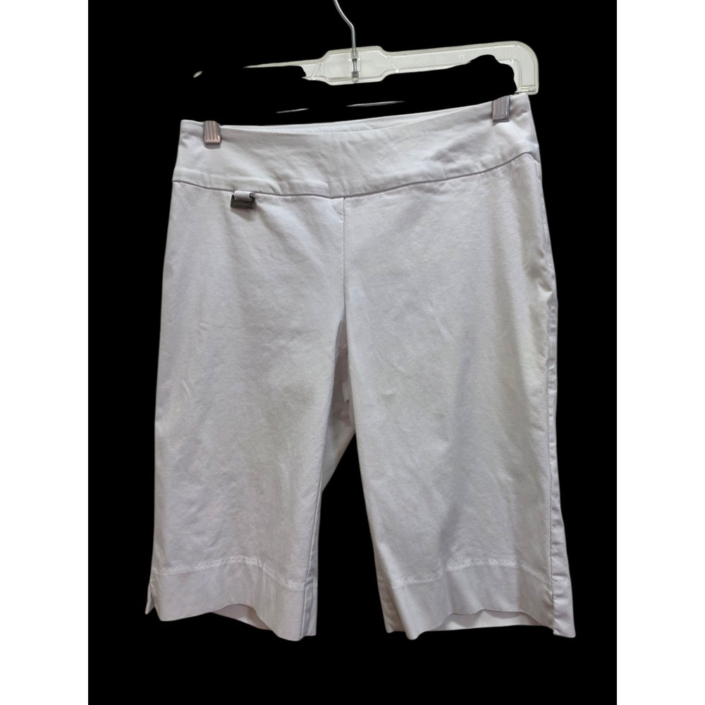 Peck & Peck Petite Shorts 2P White Rayon Nylon Spandex Pull On Bermuda City Crop